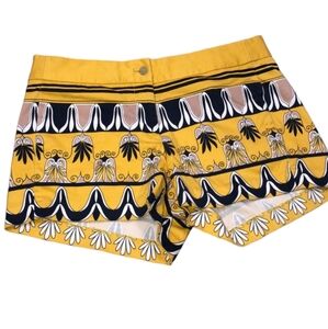 J Crew size 4 city fit mustard floral print shorts